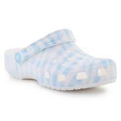 Klapki Crocs Classic Gingham Clog 211006-16S białe. Białe klapki damskie bez wzorów, klasyczne, bez obcasa. Za 476.57 zł.
