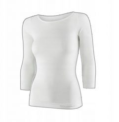 LS1628W Koszulka damska z rękawem 3/4 COMFORT MERINO kremowy L. Białe t-shirty damskie Brubeck, l, bez wzorów, bez kołnierzyka. Za 247.33 zł.