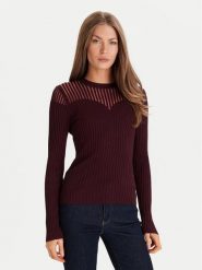 Morgan Sweter 252-MAMDO Bordowy Slim Fit. Czerwone swetry damskie Morgan, s, bez wzorów, z wiskozy, bez kołnierzyka, bez ramiączek, bez kaptura. Za 189.98 zł.