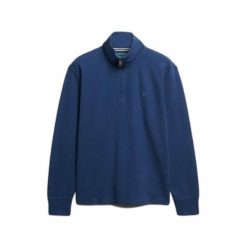 Sweter z prążkowanego materiału z zamkiem na szyi Superdry. Niebieskie swetry przez głowę męskie Superdry., na zimę, m, bez wzorów, prążkowane, bez kołnierzyka. Za 288.40 zł.