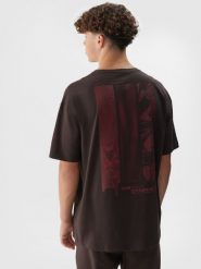 4F T-shirt oversize z nadrukiem męski - brązowy XXL. Brązowe koszulki sportowe męskie 4f, m, bez wzorów, z bawełny, klasyczne, bez kołnierzyka. W wyprzedaży za 39.99 zł.
