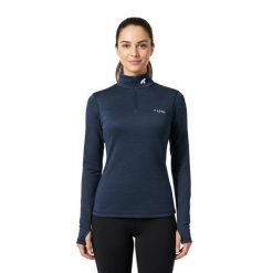 Koszulka z długim rękawem damska 100% wełny merynosów - Bjork 210. Niebieskie bluzy sportowe damskie FJORK MERINO, xl, bez wzorów, z wełny, bez kołnierzyka, bez ramiączek, narciarskie. Za 579.00 zł.