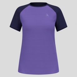 Koszulka damska Odlo X-ALP TRAIL T-shirt crew neck s/s. Fioletowe koszulki sportowe damskie Odlo, s, bez wzorów, sportowe, bez kołnierzyka. W wyprzedaży za 305.99 zł.