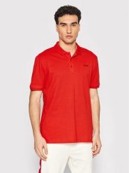 Hugo Polo Donos222 50466182 Czerwony Regular Fit. Czerwone koszulki polo męskie Hugo, m, bez wzorów, z bawełny, bez ramiączek. Za 379.99 zł.
