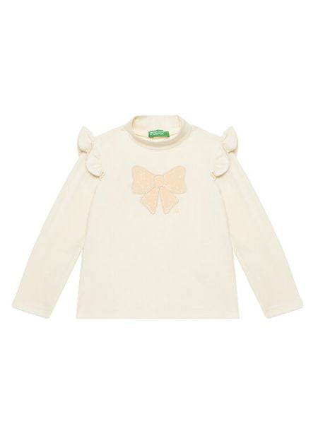 United Colors Of Benetton Bluzka 3Q8DG10GG Écru Regular Fit. Bluzki dla dziewczynek United Colors Of Benetton, bez wzorów, z bawełny, bez ramiączek. Za 39.99 zł.