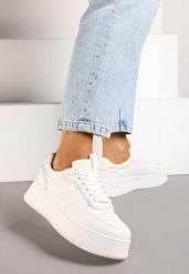 Białe Casualowe Sneakersy Vices na Niskiej Platformie Torila. Białe obuwie sportowe damskie Renee, z aplikacjami, z jeansu, do biegania. Za 79.99 zł.