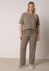 Zielony Komplet Bawełniany o Fasonie Oversize T-shirt i Spodnie Azilane. Zielone spodnie materiałowe damskie Born2be, l, bez wzorów, z bawełny. Za 129.99 zł.