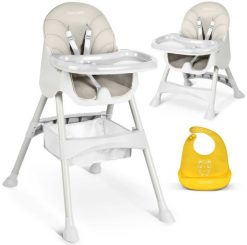 Krzesełko do karmienia ze stolikiem + śliniaczek Milo Ricokids szary. Szare śliniaki dla dzieci Ricokids, bez wzorów. Za 179.99 zł.