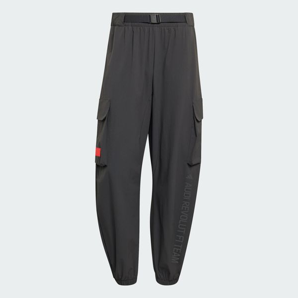 Spodnie Audi Revolut F1 Team Elevated Woven. Czarne spodnie materiałowe męskie Adidas, bez wzorów, eleganckie. Za 479.00 zł.