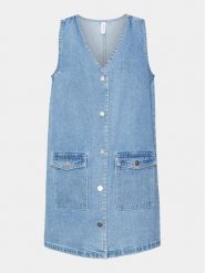 Vero Moda Girl Sukienka jeansowa Rose 10301837 Niebieski Loose Fit. Niebieskie sukienki dla dziewczynek Vero Moda Girl, bez wzorów, z bawełny, bez ramiączek. Za 119.99 zł.