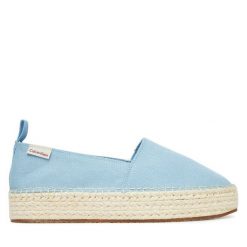 Espadryle Calvin Klein Jeans. Niebieskie espadryle damskie Calvin Klein Jeans, bez wzorów, z jeansu, bez obcasa, bez zapięcia. Za 249.99 zł.