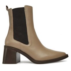 Botki R.Polański. Brązowe botki damskie R.Polański, bez obcasa, na słupku, bez zapięcia. Za 639.99 zł.