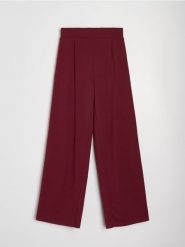 Spodnie wide leg - czerwony. Czerwone spodnie materiałowe damskie Sinsay, xl, bez wzorów. Za 59.99 zł.