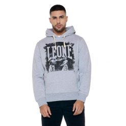 Bluza wygodny z bawełna z kaptur na co dzień. Szare bluzy męskie LEONE 1947 APPAREL, bez wzorów, z bawełny, bez kaptura, na fitness i siłownię. W wyprzedaży za 178.93 zł.