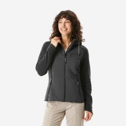 Bluza turystyczna damska Quechua NH500 Hybrid. Czarne bluzy sportowe damskie QUECHUA, m, bez wzorów, z tkaniny, bez kaptura, trekkingowe. Za 169.99 zł.
