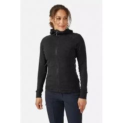 Bluza z kapturem damska Rab Nexus Hoody z kapturem. Czarne bluzy damskie RAB, l, bez wzorów, z materiału, z kapturem. Za 318.99 zł.
