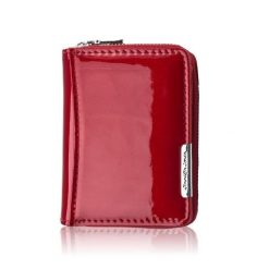 Portfel damski skórzany mini czerwony skóra naturalna lakierowana SP-18-RD. Czerwone portfele damskie Paolo Peruzzi, bez wzorów, z lakierowanej skóry. Za 59.00 zł.