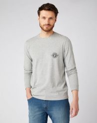 WRANGLER LS BIKER TEE MĘSKA KOSZULKA Z DŁUGIM RĘKAWEM MID GREY MEL W7K5D3X37 112141568. Szare bluzki z długim rękawem męskie Wrangler, m, bez wzorów, bez kołnierzyka. Za 99.99 zł.