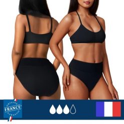 Dół menstruacyjnego stroju kąpielowego nastolatki wysoki stan duża chłonność. Czarne bikini damskie PLIM UNDERWEAR, bez wzorów. Za 169.99 zł.