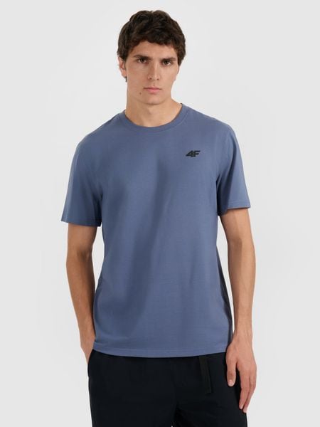 4F T-shirt regular gładki męski - granatowy XL. Niebieskie t-shirty męskie 4f, m, bez wzorów, bez kołnierzyka. Za 49.99 zł.