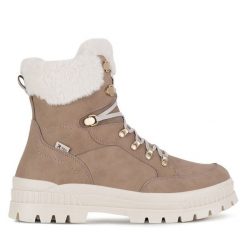 Trzewiki Rieker Revolution Lifestyle. Brązowe botki damskie Rieker Revolution Lifestyle, bez obcasa, na płaskiej podeszwie, bez zapięcia. Za 455.00 zł.