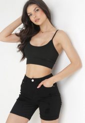 Czarne Szorty Jeansowe z Podwiniętymi Nogawkami Push Up Shadins. Czarne szorty damskie Born2be, s, bez wzorów, z bawełny, eleganckie. Za 39.99 zł.