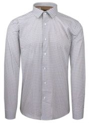 Wizytowa Koszula Bawełniana, Męska (Regular) - Victorio - Brązowo-Niebieski Drobny Wzór. Brązowe koszule męskie Victorio, m, bez wzorów, z bawełny, eleganckie, bez kołnierzyka, bez ramiączek. Za 209.00 zł.