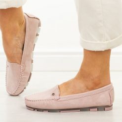 Różowe mokasyny damskie Filippo Dp2037/26. Czerwone mokasyny damskie Filippo, z jeansu, casualowe. Za 199.00 zł.