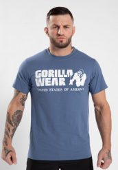 Classic Koszulka - Coronet Niebieski. Niebieskie koszulki sportowe męskie GORILLA WEAR, xl, bez wzorów, z bawełny, bez kołnierzyka, bez ramiączek, na fitness i siłownię. Za 178.00 zł.