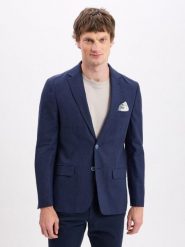 Nils Sundström Kurtka z zawartością lnu Mężczyźni Modern Fit len niebieski, 56. Niebieskie kurtki męskie Nils Sundström, m, bez wzorów, ze lnu, eleganckie, bez kaptura. Za 479.95 zł.