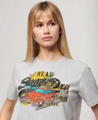 Koszulka damska Superdry LA. Szare t-shirty damskie Superdry., s, bez wzorów, z bawełny, klasyczne, bez kołnierzyka. Za 136.55 zł.