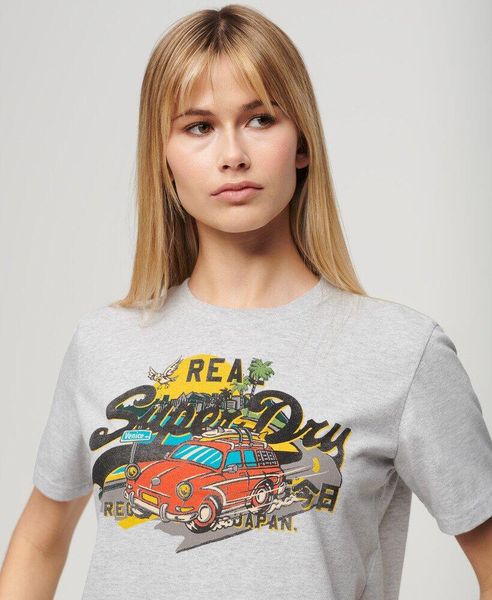 Koszulka damska Superdry LA. Szare t-shirty damskie Superdry., s, bez wzorów, z bawełny, klasyczne, bez kołnierzyka. Za 140.80 zł.