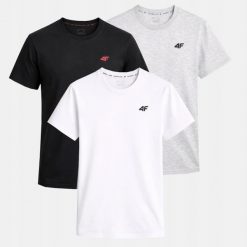 T-SHIRT MĘSKI 4F KOSZULKA ZESTAW KOMPLET 3 SZTUKI TTSHM3341. T-shirty męskie 4f, m, bez wzorów, z bawełny, sportowe, bez kołnierzyka. Za 113.70 zł.
