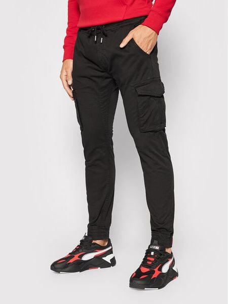 Alpha Industries Joggery Twill 116202 Czarny Regular Fit. Czarne spodnie materiałowe męskie Alpha Industries, m, bez wzorów, z bawełny. Za 263.99 zł.