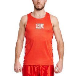 Bokserski tank top Leone canottiera. Czerwone t-shirty męskie LEONE 1947, m, bez wzorów, eleganckie, bez kołnierzyka. Za 145.50 zł.