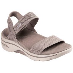 Sandały Skechers Go Walk Arch Fit 2.0, Kobiety. Brązowe klapki damskie Skechers, bez wzorów, z tkaniny, bez obcasa. Za 390.00 zł.