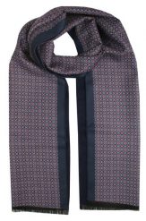 Elegancki Szalik Bawełniany - Alties - Drobny Wzór Geometryczny. Niebieskie szaliki męskie Alties, na zimę, bez wzorów, z bawełny. Za 99.00 zł.