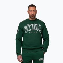 Bluza męska Pitbull Badger Crewneck. Zielone bluzy sportowe męskie PITBULL, m, bez wzorów, z bawełny, bez kaptura, na fitness i siłownię. Za 239.99 zł.