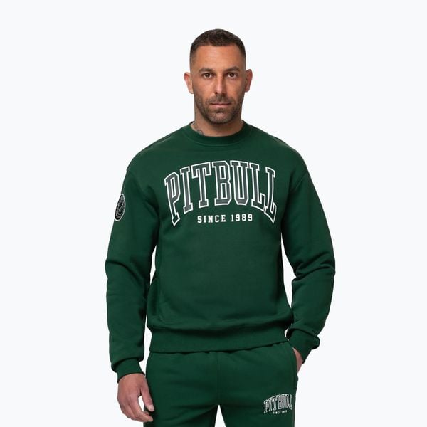 Bluza męska Pitbull Badger Crewneck. Zielone bluzy męskie PITBULL, m, bez wzorów, z bawełny, bez kaptura, na fitness i siłownię. Za 189.99 zł.