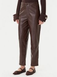 TWINSET Spodnie z imitacji skóry 252TP2091 Brązowy Straight Fit. Brązowe spodnie materiałowe damskie Twinset, bez wzorów, ze skóry. Za 799.99 zł.