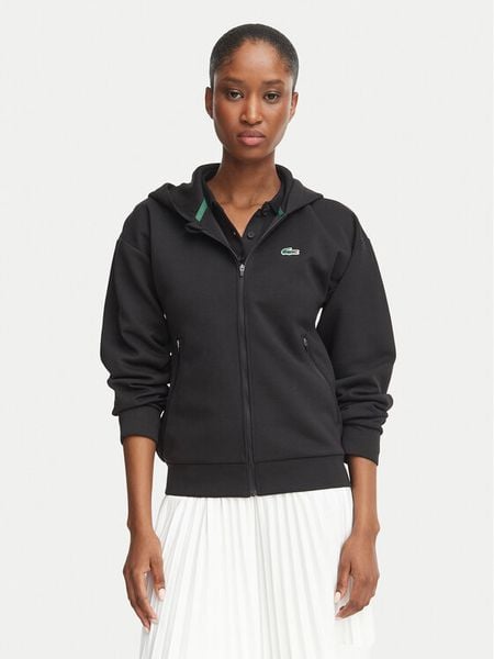 Lacoste Bluza SF0167 Czarny Regular Fit. Czarne bluzy damskie Lacoste, bez wzorów, z syntetyku, bez kaptura. Za 594.99 zł.