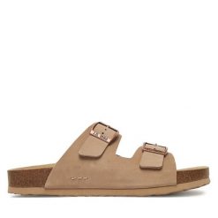 Klapki Josef Seibel. Brązowe klapki damskie Josef Seibel, bez wzorów, bez obcasa. Za 249.99 zł.