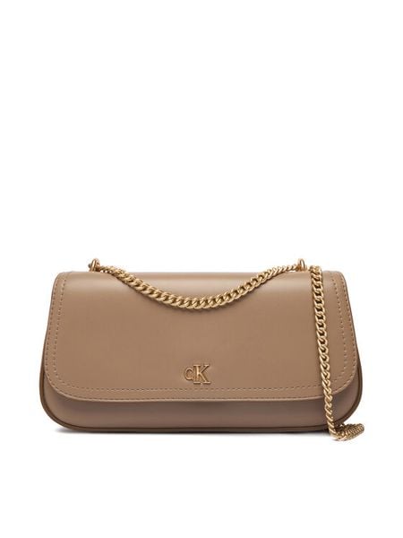Calvin Klein Torebka Ck Convertible Chain Small Bag LV04F3172G Beżowy. Brązowe torebki do ręki damskie Calvin Klein, bez wzorów, ze skóry, wizytowe, bez dodatków. Za 529.99 zł.