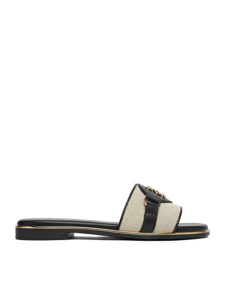 Nine West Klapki CEO-6165-32 Czarny. Czarne klapki damskie Nine West, bez wzorów, z materiału, bez obcasa. Za 127.99 zł.