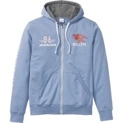 Bluza rozpinana ze specjalnym krojem na wys. brzucha Regular Fit bonprix matowy niebieski. Bluzy męskie marki bonprix. Za 109.99 zł.