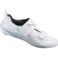 Buty do triathlonu / kolarstwa szosowego SH-TR501 Woman. Białe obuwie sportowe damskie Shimano, bez wzorów, rowerowe. Za 621.50 zł.