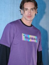 4F T-shirt regular z nadrukiem męski - fioletowa XXL. Fioletowe t-shirty męskie 4f, l, bez wzorów, z materiału, bez kołnierzyka. Za 89.99 zł.