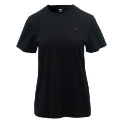 Damska Koszulka Z Krótkim Rękawem Playo II. Czarne koszulki sportowe damskie Hi-tec, bez wzorów, bez kołnierzyka, bez ramiączek, trekkingowe. Za 53.99 zł.
