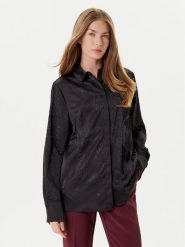 Guess Koszula W5YH40 WFQC2 Czarny Regular Fit. Czarne bluzki damskie Guess, s, z aplikacjami, z syntetyku, bez kołnierzyka, bez ramiączek. Za 399.99 zł.