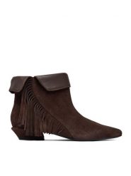 GINO ROSSI Botki EO-26124-03 Brązowy ciemny. Brązowe botki damskie Gino Rossi, ze skóry, bez obcasa, na słupku, bez zapięcia. Za 399.99 zł.